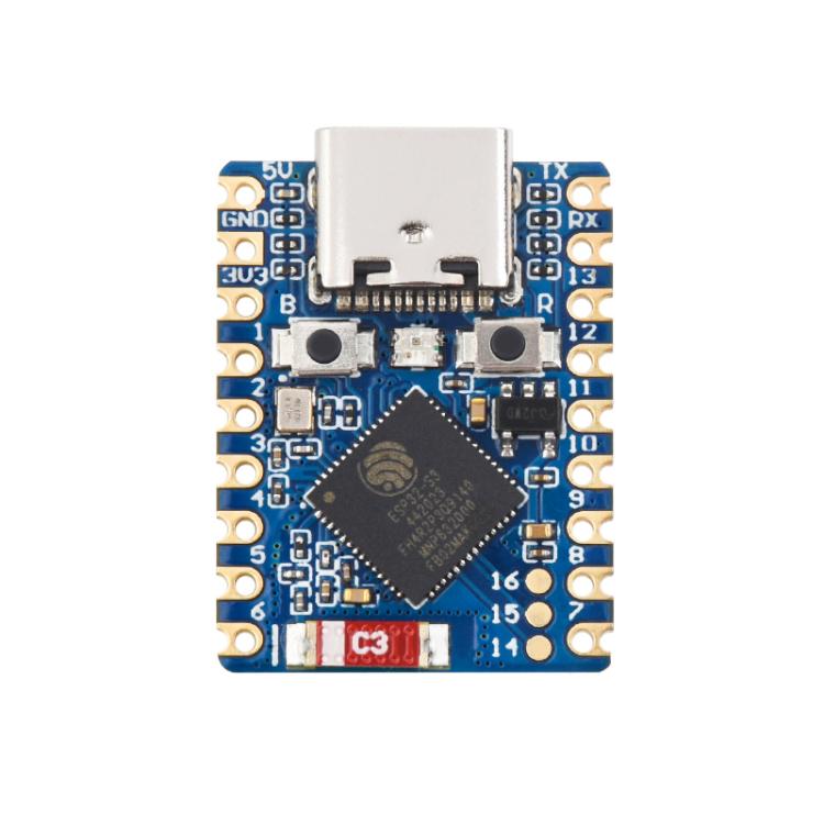 WAVESHARE 2.4GHz Wi-Fi Mini Development Board Based ESP32-S3 Dual-Core Processor, No Pin Header, Soldered Pin Header No Pin Header Basic Version