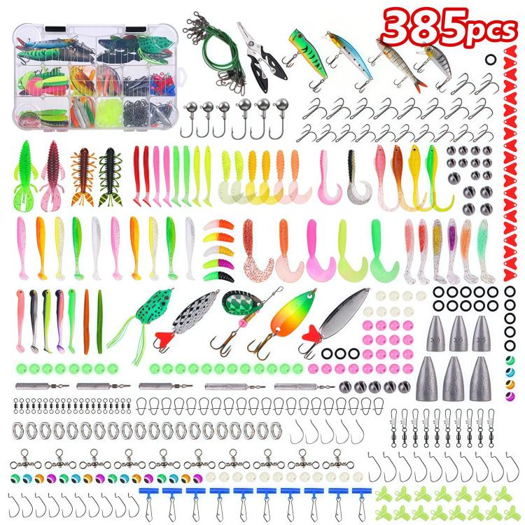 Lure Set Multi-jointed Minnow Artificial Lure Crankbait Hook Fishing Tackle Tools, 385pcs /Box 385pcs Box