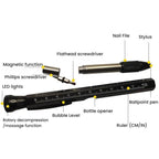 12-In-1 Multifunctional EDC Tool Pen With LED Light, Ruler Scale, Stylus, Bottle Opener & Magnetic Tip For Fidget Relief