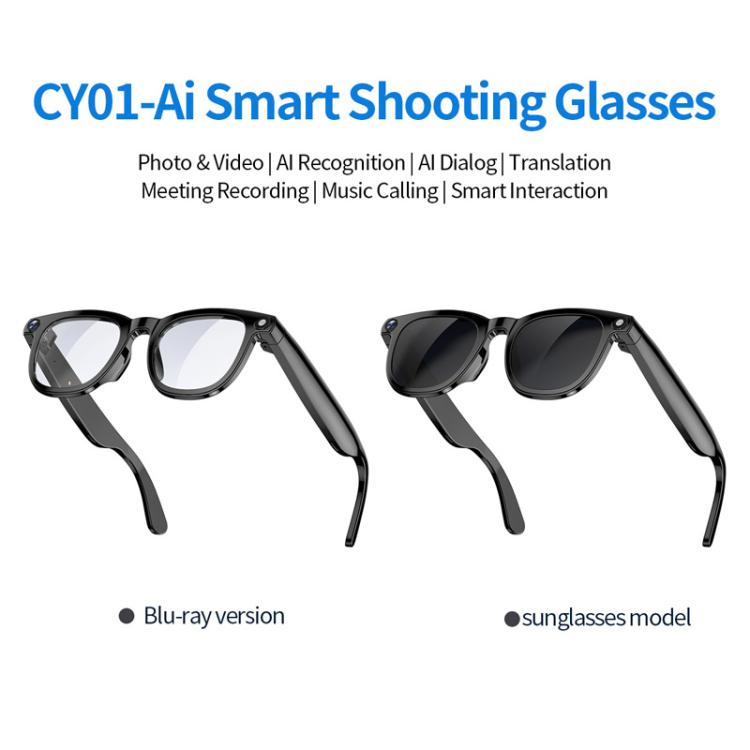 CY01 Smart Glasses Support 8MP Video Recording, AI Simultaneous Translation & Human Recognition, 16GB, 32GB