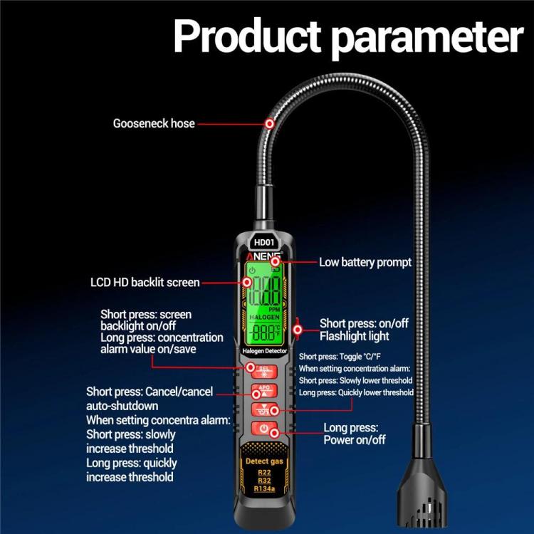 ANENG Air Conditioner Refrigerant Car Halogen Leak Detector, Battery, Rechargeable – Durable Build, Easy to Use