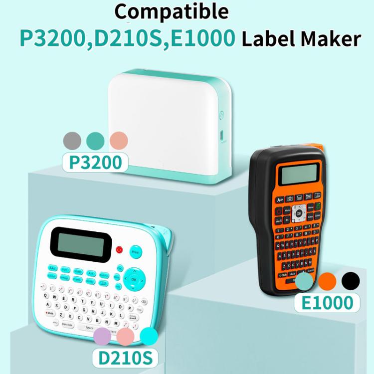 Phomemo 12mm x 8m Printer Ribbon Compatible with P3200/E1000/D1000 Label Printer, TP-BK, WH-BK, RD-BK, BL-BK, YL-BK, GN-BK, SL-BK, GD-BK, TB-BK, WH-RD, WH-BL, TP-WH, BK-WH, RD-WH, BL-WH, TB-WH, LP-BK, CBL-WH-BK, CBL-YL-BK, CBL-GN-BK, CBL-BL-BK, FL-YL-B...