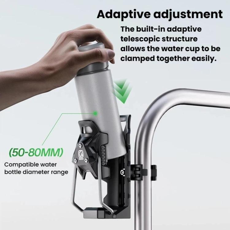 Adaptive Anti-Slip Water Bottle Holder For Motorcycles & Bicycles 360-Degree Rotating Anti-Theft Cup Holder, Kewig SHJ-6 – Aluminum Alloy