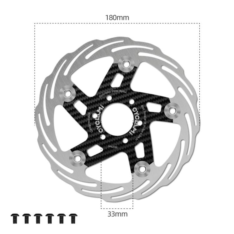 CYCLAMI Bicycle Ultra-Lightweight Carbon Fiber Brake Rotor Center-lock 6-bolt Disc Brake, 160mm, 180mm – Durable Build, Easy to Use 180mm