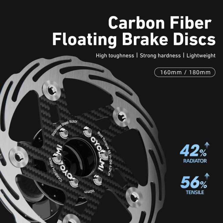 CYCLAMI Bicycle Ultra-Lightweight Carbon Fiber Brake Rotor Center-lock 6-bolt Disc Brake, 160mm, 180mm – Durable Build, Easy to Use