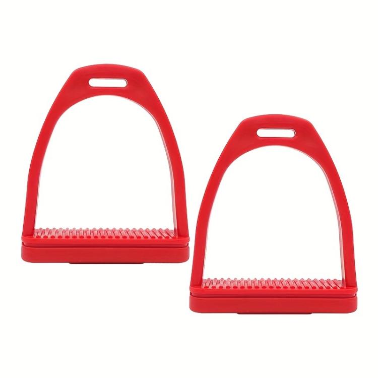 1pair High-strength Engineering Plastic Stirrup With Non-Slip Rubber Pads Red