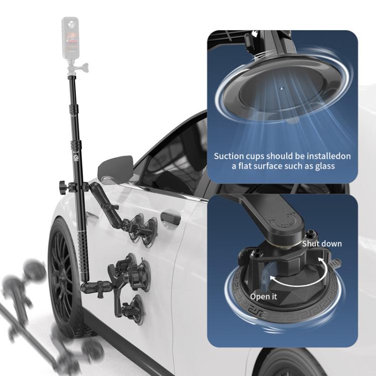 Kewig QG-11 Sports Camera Extended Suction Cup Selfie Stick Car Roof Fixed Shooting Bracket – Durable Build, Easy to Use