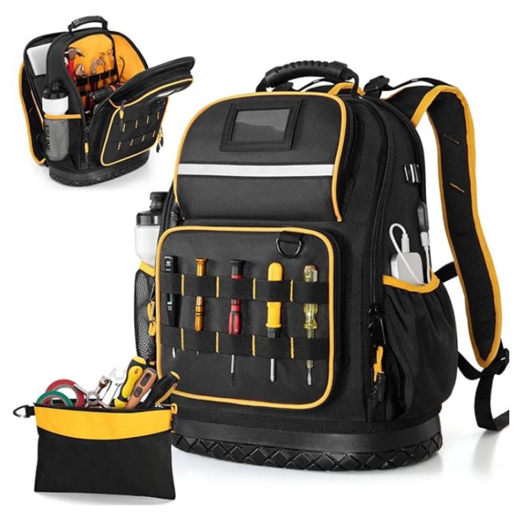 Oxford Cloth Tool Backpack With Rubber Base Multiple Pockets & 15.6-Inch Laptop Compartment Default Title