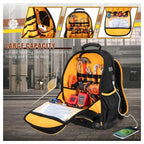 Oxford Cloth Tool Backpack With Rubber Base Multiple Pockets & 15.6-Inch Laptop Compartment