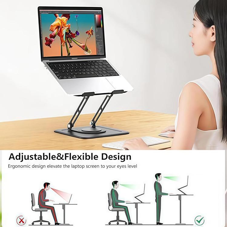 360 Degree Rotating Foldable Height Adjustable Ventilated Metal Computer Stand, NH-02Pro – Durable Build, Easy to Use