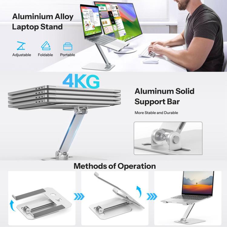 Aluminum Alloy Laptop Riser Vertical Cooling Foldable Adjustable Height Elevated Stand – Aluminum Alloy