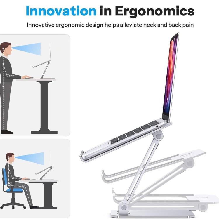 Aluminum Alloy Laptop Riser Vertical Cooling Foldable Adjustable Height Elevated Stand – Aluminum Alloy