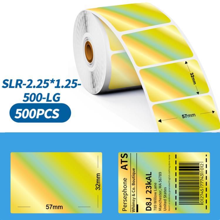 Phomemo 2.25 X 1.25 Inch Adhesive Labels For PM241-BT/PM246S/D520-BT Printer, 500pcs Laser Silver, 500pcs Laser Gold, 1000pcs White, 1000pcs Yellow, 1000pcs Pink – Durable Build, Easy to Use 500pcs Laser Gold