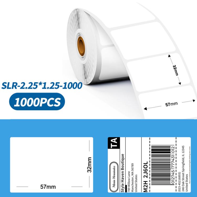 Phomemo 2.25 X 1.25 Inch Adhesive Labels For PM241-BT/PM246S/D520-BT Printer, 500pcs Laser Silver, 500pcs Laser Gold, 1000pcs White, 1000pcs Yellow, 1000pcs Pink – Durable Build, Easy to Use 1000pcs White