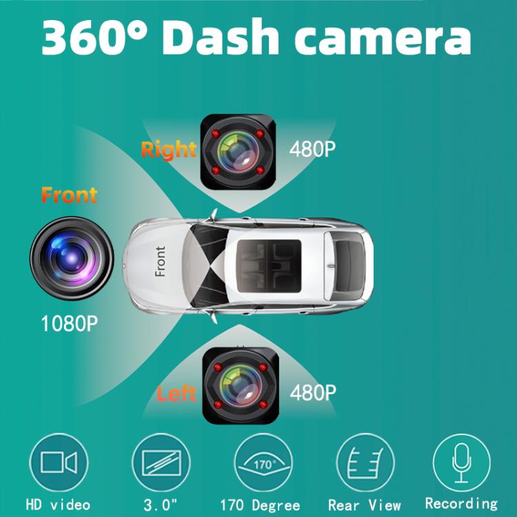 1080P High-Definition Infrared Night Vision Car DVR, Front + Left + Right Lenses, Front + Left + Right + Rear Lenses, Front + Left + Right + Rear Lenses, WIFI Connectivity