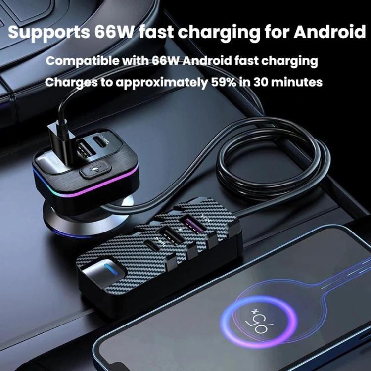 YQ2 6-Port Multi-Function Car Phone Charger 66W Fast Charging Car Charger With Cable, YQ2 – Fast Charging, TPU