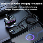 YQ2 6-Port Multi-Function Car Phone Charger 66W Fast Charging Car Charger With Cable, YQ2 – Fast Charging, TPU
