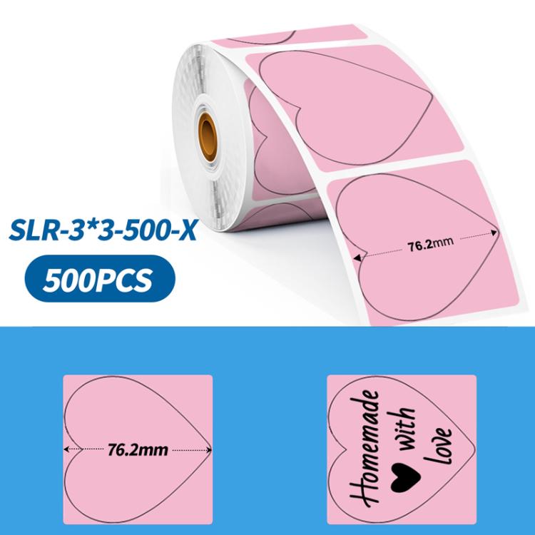 Phomemo 3-Inch 500pcs Thermal Labels For PM241-BT/PM246S/D520-BT Printer, White Bottom Blue Text, Pink Bottom Black Text, Mixed Dyes – Durable Build, Easy to Use Pink Bottom Black Text
