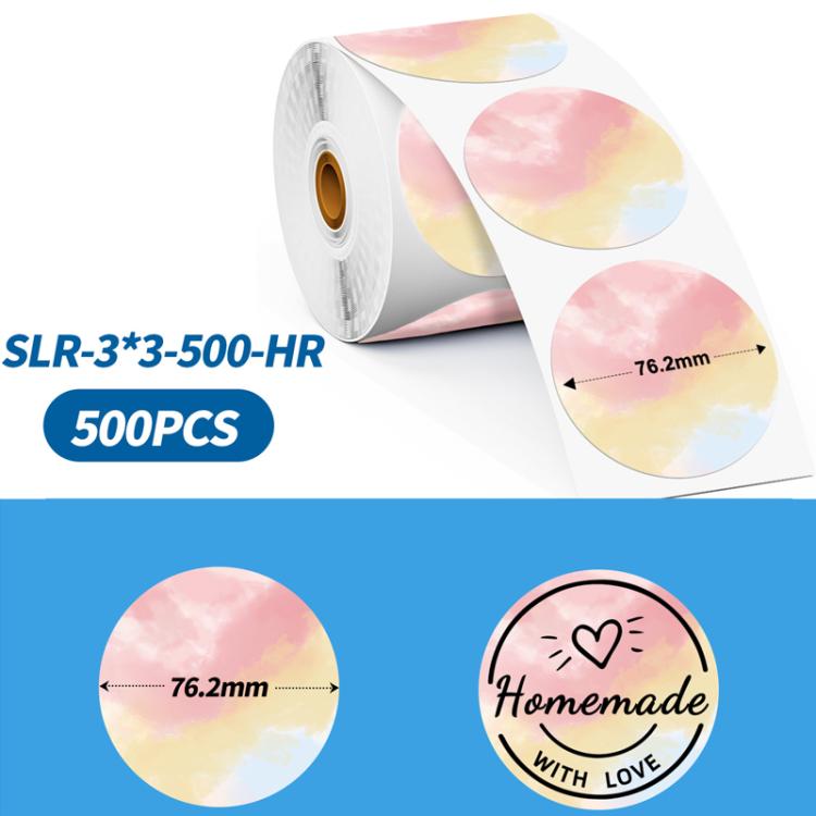 Phomemo 3-Inch 500pcs Thermal Labels For PM241-BT/PM246S/D520-BT Printer, White Bottom Blue Text, Pink Bottom Black Text, Mixed Dyes – Durable Build, Easy to Use Mixed Dyes