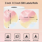Phomemo 3-Inch 500pcs Thermal Labels For PM241-BT/PM246S/D520-BT Printer, White Bottom Blue Text, Pink Bottom Black Text, Mixed Dyes