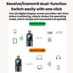 GT72 Bluetooth 5.4 Audio Adapter With Digital Display Portable Receiver & Transmitter, GT72