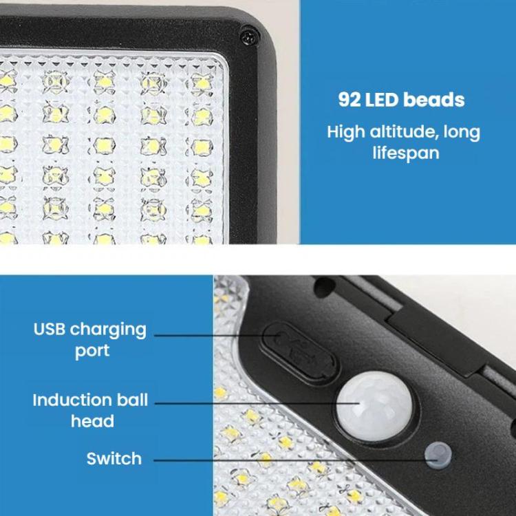 Solar Intelligent Motion Sensor Clip-On Light Outdoor Courtyard & Lawn Lamp, White Light, Warm Light, Three-Color Light Black, Three-Color Light White