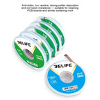 RELIFE RL-20C PCB Solder Cleaning Corrosion-Resistant Solder Removal Tape, 1.5mm x 1.5m, 2mm x 1.5m, 2.5mm x 1.5m, 3mm x 1.5m, 3.5mm x 1.5m