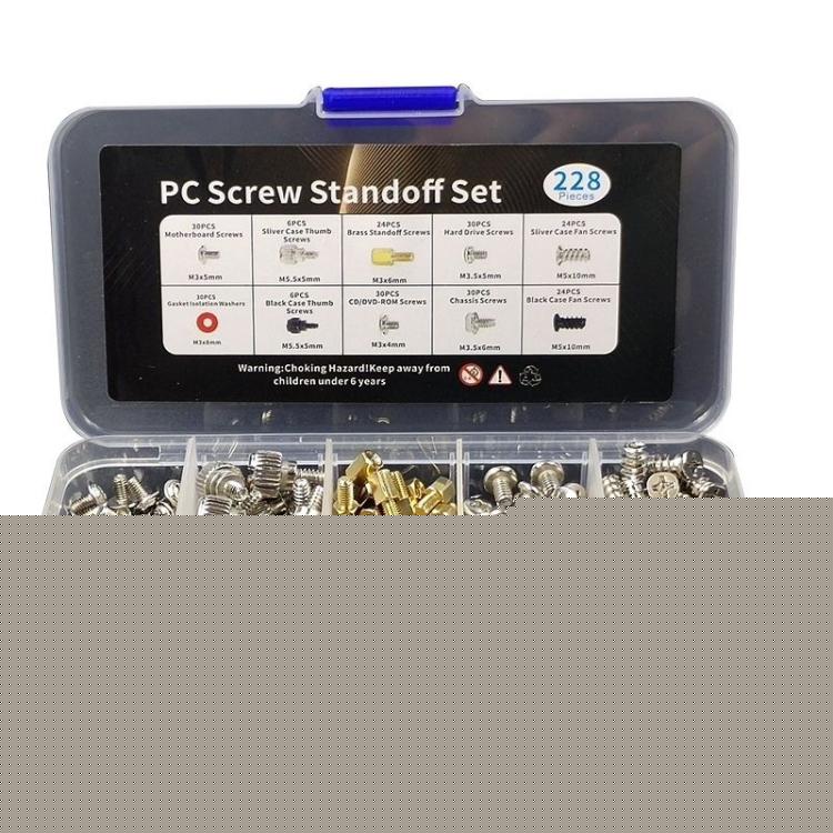 228pcs Computer Case Screw Set PC Mounting Screws Kit For Hard Drive, Motherboard, 228pcs /Set 228pcs Set
