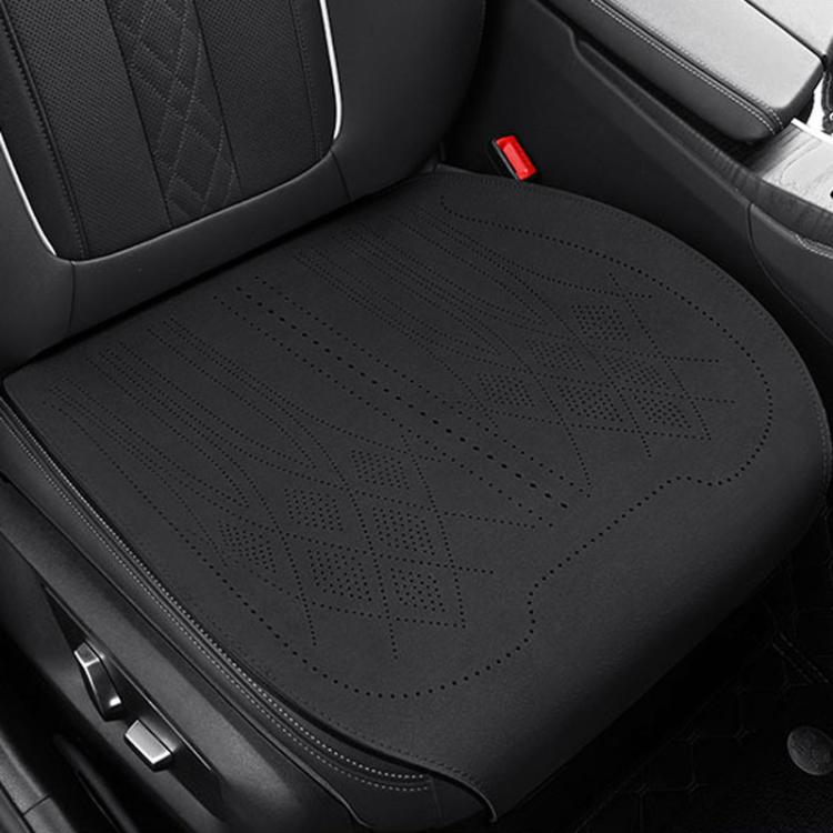 ZD25A Universal Suede Car Seat Cushion Summer Breathable Double-Sided Seat Pad, Front Row Black, Front Row Orange, Front Row Grey, Back Row Black, Back Row Orange, Back Row Grey – Leather Front Row Black