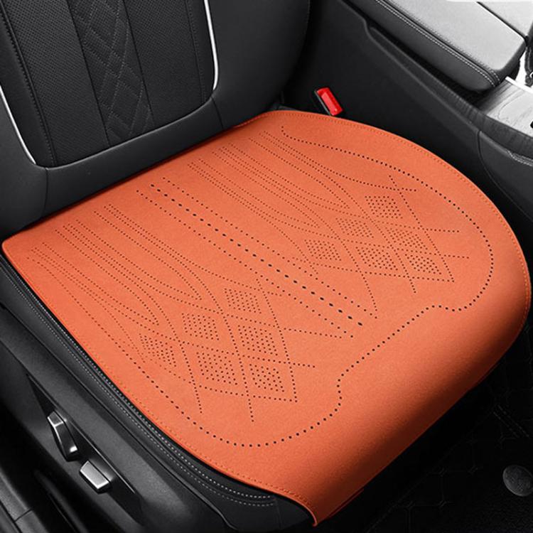 ZD25A Universal Suede Car Seat Cushion Summer Breathable Double-Sided Seat Pad, Front Row Black, Front Row Orange, Front Row Grey, Back Row Black, Back Row Orange, Back Row Grey – Leather Front Row Orange