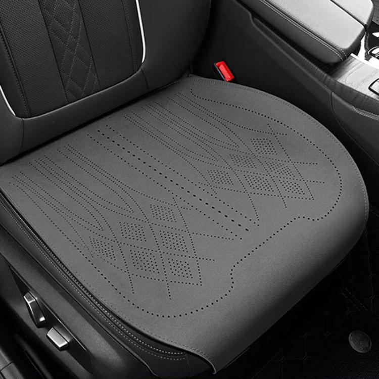 ZD25A Universal Suede Car Seat Cushion Summer Breathable Double-Sided Seat Pad, Front Row Black, Front Row Orange, Front Row Grey, Back Row Black, Back Row Orange, Back Row Grey – Leather Front Row Grey