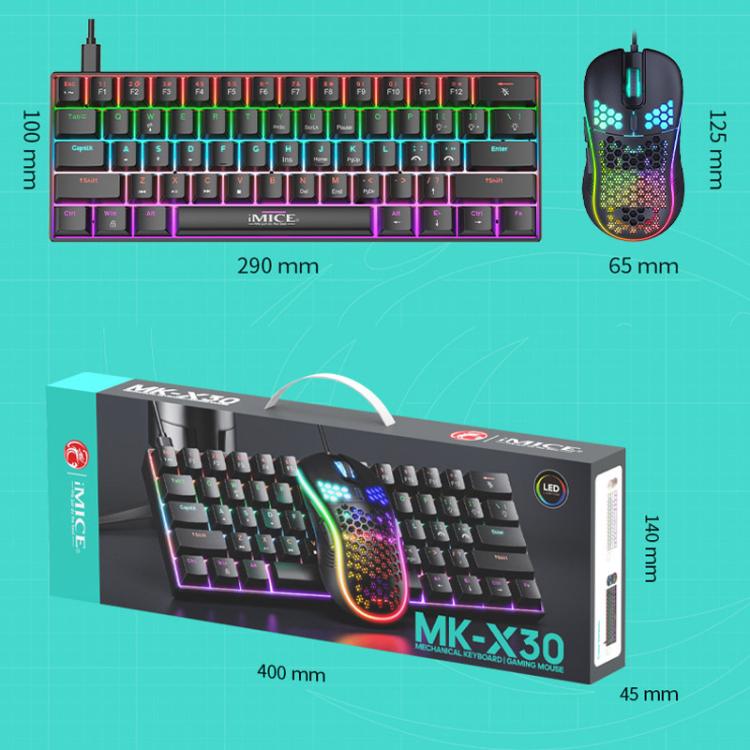 iMICE MK-X30 RGB Lighting Customizable 1.5m Wired Mechanical Gaming Keyboard Mouse Set – Plug-and-play