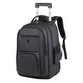 Large Capacity Wheeled Backpack for Men Carry-On Trolley Laptop Backpack with Hidden Shoulder Straps Black