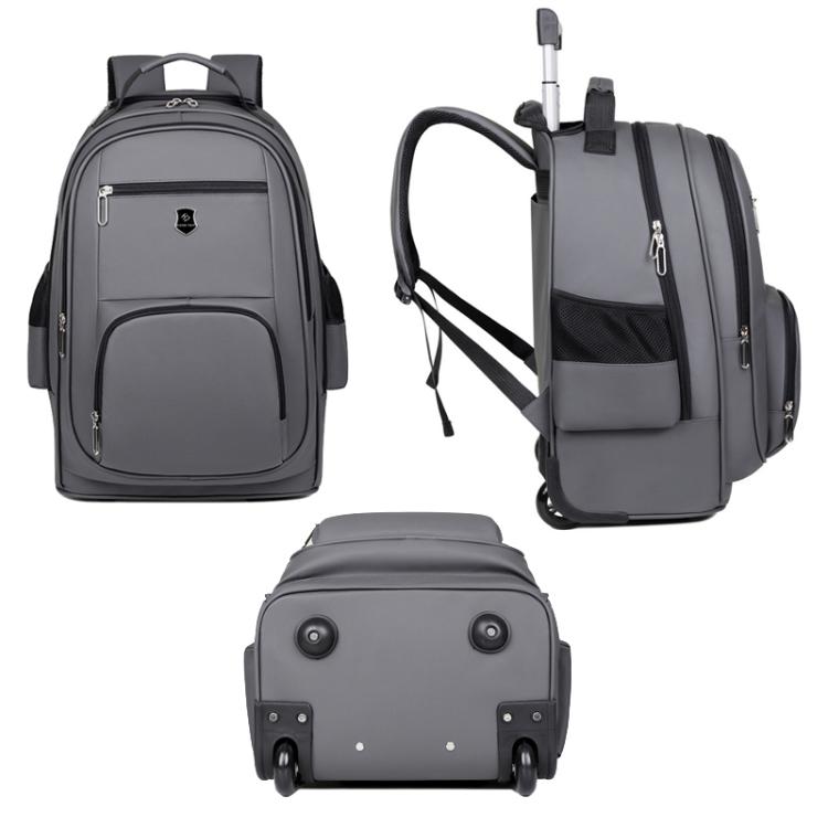Large Capacity Wheeled Backpack for Men Carry-On Trolley Laptop Backpack with Hidden Shoulder Straps