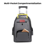 Large Capacity Wheeled Backpack for Men Carry-On Trolley Laptop Backpack with Hidden Shoulder Straps