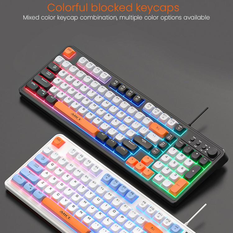 iMICE AK-300 99-key USB Backlit Multi-Color Keycap 1.5m Wired Gaming Keyboard With Dimmer Knob, AK-300 – Non-slip