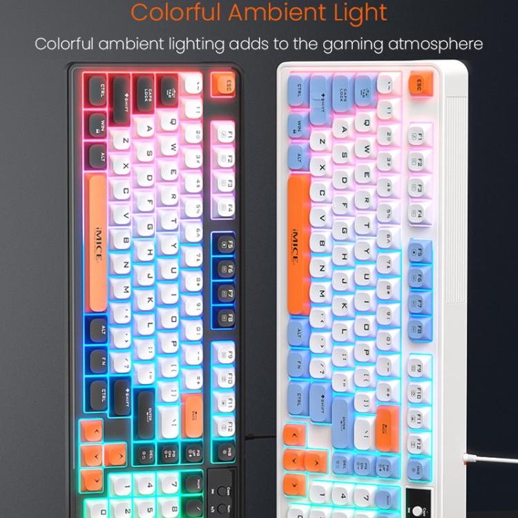 iMICE AK-300 99-key USB Backlit Multi-Color Keycap 1.5m Wired Gaming Keyboard With Dimmer Knob, AK-300 – Non-slip