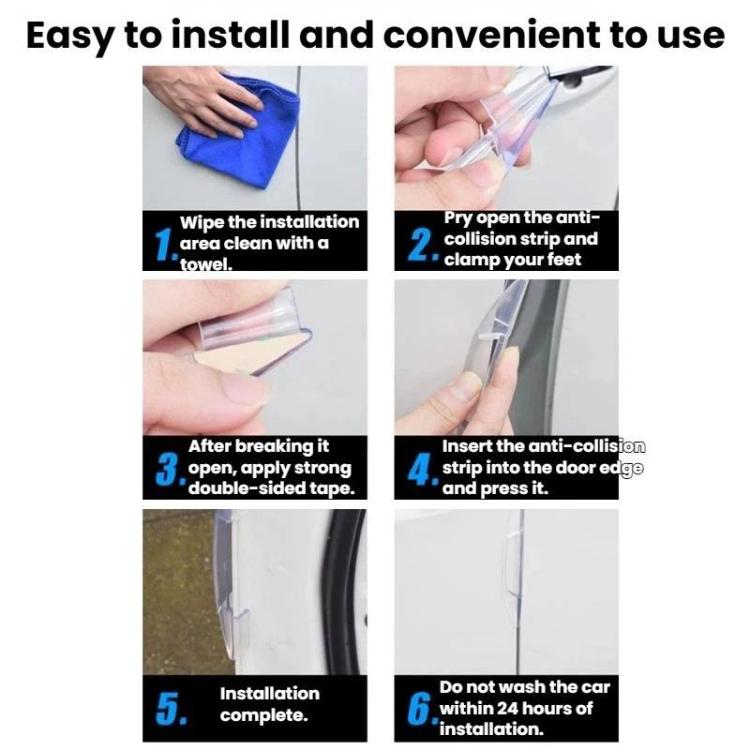 SHUNWEI SD-2158 4pcs / set Universal Car Door Anti-Collision Sticker Door Edge Anti-Scratch & Anti-Bump Rubber Strip – Waterproof, Anti-Scratch