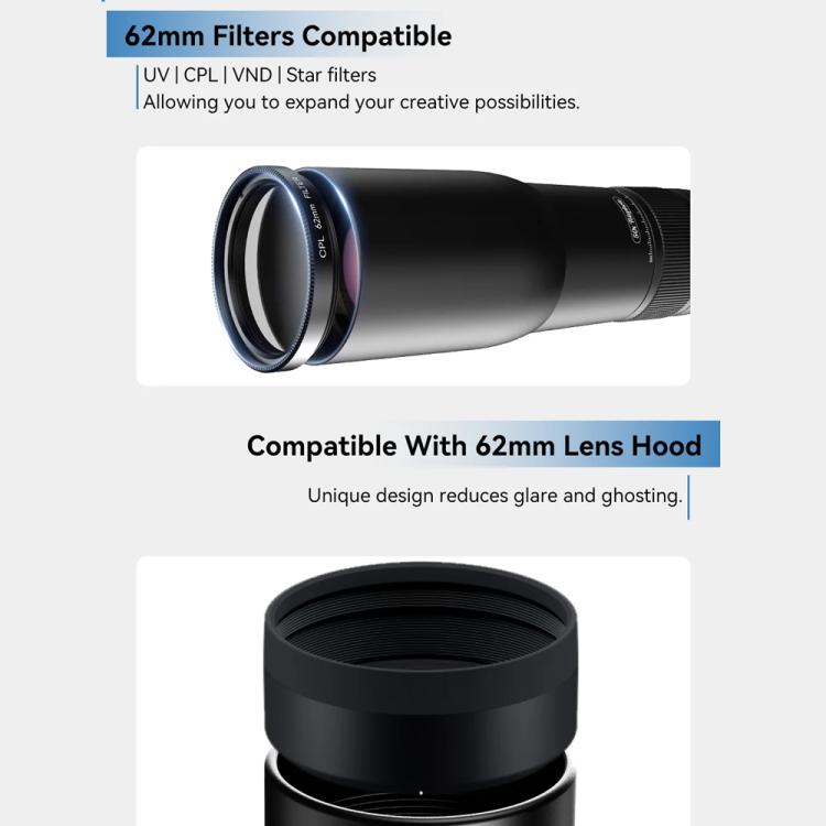 APEXEL TeleCular 50x Telephoto Lens Kit for Smartphone with 360-degree Ball Head Tripod & Internal Focus, APL-T50X – Aluminum Alloy