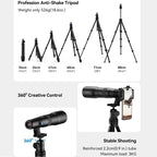 APEXEL TeleCular 50x Telephoto Lens Kit for Smartphone with 360-degree Ball Head Tripod & Internal Focus, APL-T50X – Aluminum Alloy