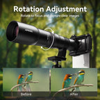 APEXEL TeleCular 50x Telephoto Lens Kit for Smartphone with 360-degree Ball Head Tripod & Internal Focus, APL-T50X – Aluminum Alloy