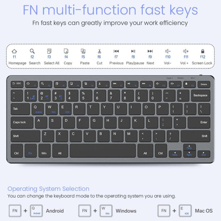 iMICE WK-102 Type-C Rechargeable Dual-Mode Wireless Keyboard and Mouse Set – Bluetooth