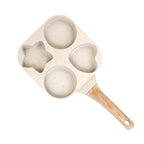 Household Non-Stick 4-Hole Frying Pan Egg & Burger Maker Pan Beige