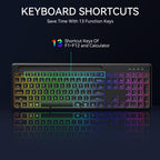 Wireless Keyboard and Mouse Set with Phone/Tablet Slot RGB Backlit Rechargeable Keyboard Mouse Combo, 2.4G Single Mode, 2.4G & Bluetooth – Bluetooth