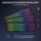 Wireless Keyboard and Mouse Set with Phone/Tablet Slot RGB Backlit Rechargeable Keyboard Mouse Combo, 2.4G Single Mode, 2.4G & Bluetooth – Bluetooth