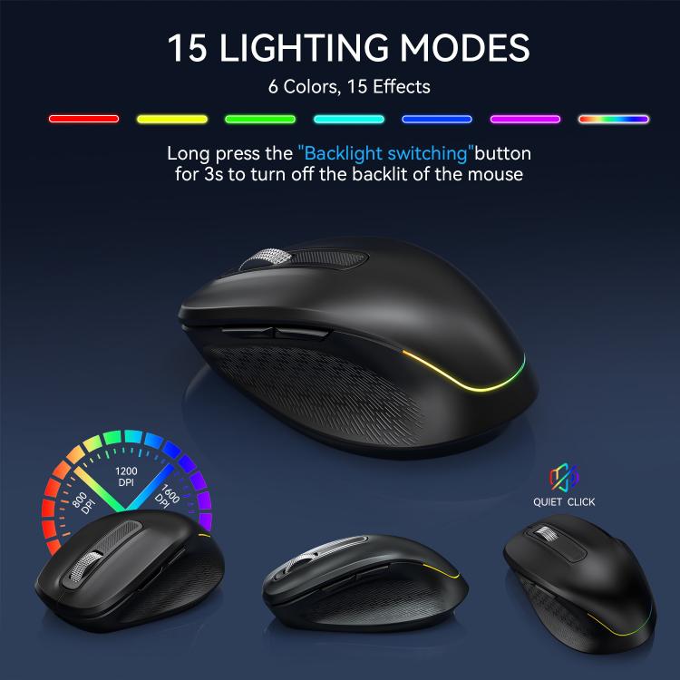 Wireless Keyboard and Mouse Set with Phone/Tablet Slot RGB Backlit Rechargeable Keyboard Mouse Combo, 2.4G Single Mode, 2.4G & Bluetooth – Bluetooth