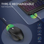 Wireless Keyboard and Mouse Set with Phone/Tablet Slot RGB Backlit Rechargeable Keyboard Mouse Combo, 2.4G Single Mode, 2.4G & Bluetooth – Bluetooth