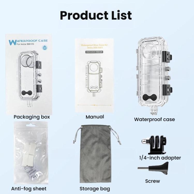 For Insta360 X5 Invisible Dive Case 45M/147ft Waterproof Underwater Housing With Seamless 360 Degree Stitching, PC Lens – Waterproof, Drop Protection