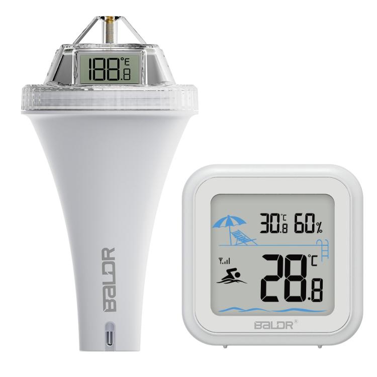 BALDR Wireless Floating Pool Thermometer With Indoor Receiver 360-Degree Triple Screen LCD Display Remote App Control, B0565T B0565T