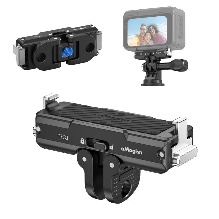 aMagisn Metal Magnetic Quick Release Mount 2.0 Lockable Adapter – Magnetic, Aluminum Alloy, For Insta360 GO Ultra For Insta360 GO Ultra